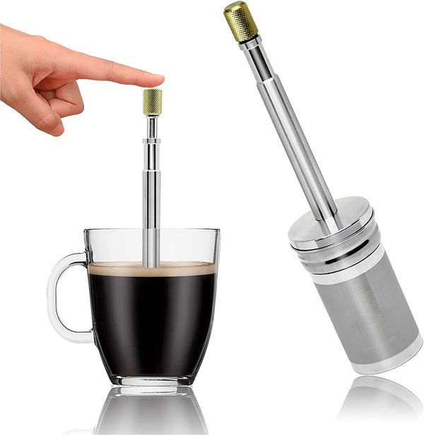 FinalPress Coffee and Tea Maker - Press the Plunger to Brew Anywhere - 304 Stainless Steel