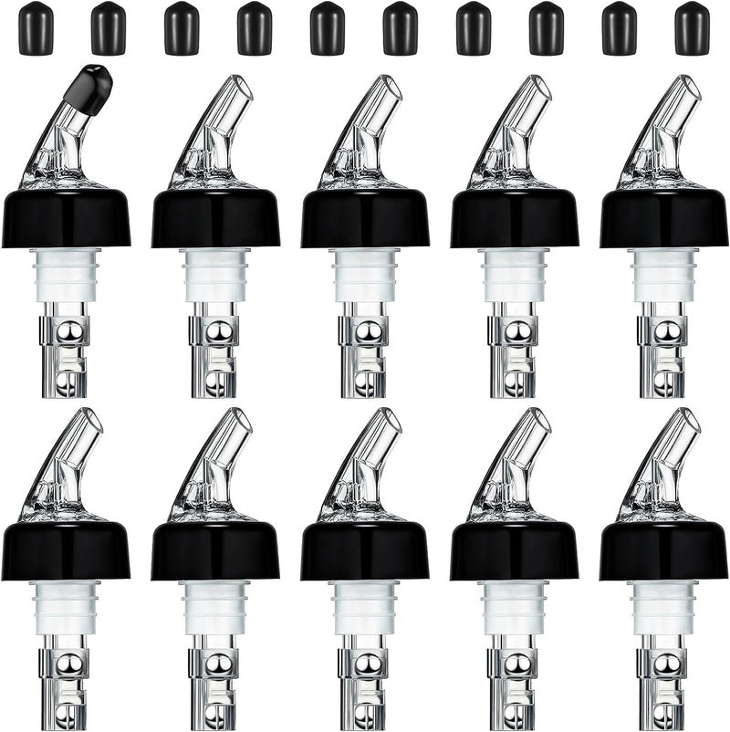 Automatic Measured Bottle Pourer Spout Bottle Pourer Liquor Bottle Pourers Bottle Jigger Quick Shot Spirit Measure Pourer, 1 oz/ 30 ml (Clear, Black,12 Pieces)