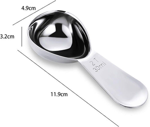 2 Pack Coffee Scoop, Stainless Steel Coffee Spoons Tablespoon Measuring Spoons for Tea, Sugar, Ground Coffee, Whole Bean(Silver, 30 ml)