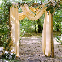 PARTISKY Wedding Arch Draping Fabric, 1 Panel 28" X 19Ft Champagne Backdrop Curtain Wedding Arch Decorations Ceiling Drapes for Wedding Ceremony Party Ceiling Decor