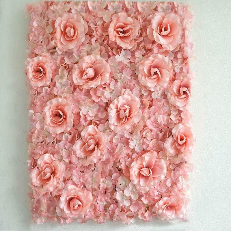 UV Protected 3D Silk Flower Wall Mat - Blush Rose  Hydrangea -DIY Party Centerpiece Decor - 4 Pack