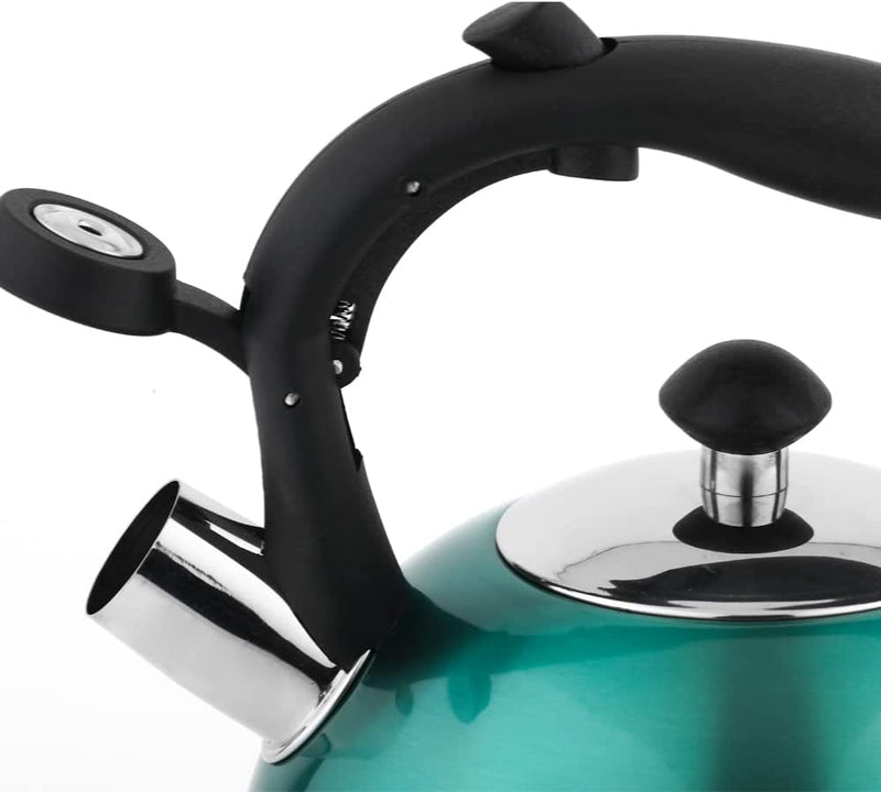 Amazon Basics Stainless Steel Tea Kettle, 2.4-Quart, Teal