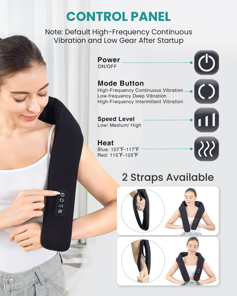 Nekteck Vibrating Neck and Back Massager with Soothing Heat, Electric Deep Tissue Massage Pillow for Shoulder, Leg, Body Muscle Pain Relief, Home, Office, and Car Use, Gifts for Men Women Mom and Dad