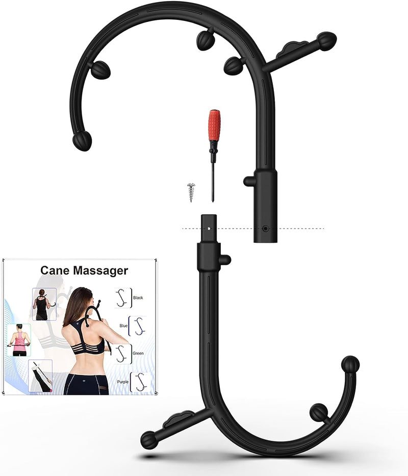 Christmas Gifts for Women/Men Back and Neck Massager - Massage Trigger Point Cane,Men Gifts,Mens Gifts for Christmas,Gifts for Women/Men/Her/Him(Black)