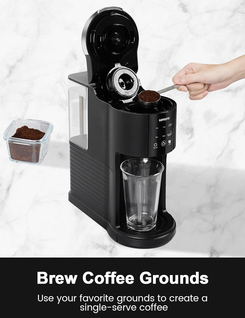 Hot and Iced Coffee Maker for K Cup and Ground Coffee, 5-6 Cups Coffee Maker and Single-serve Brewers with 40oz Large Water Reservoir, Strong Brew Mode, Descale Reminder and Self Cleaning