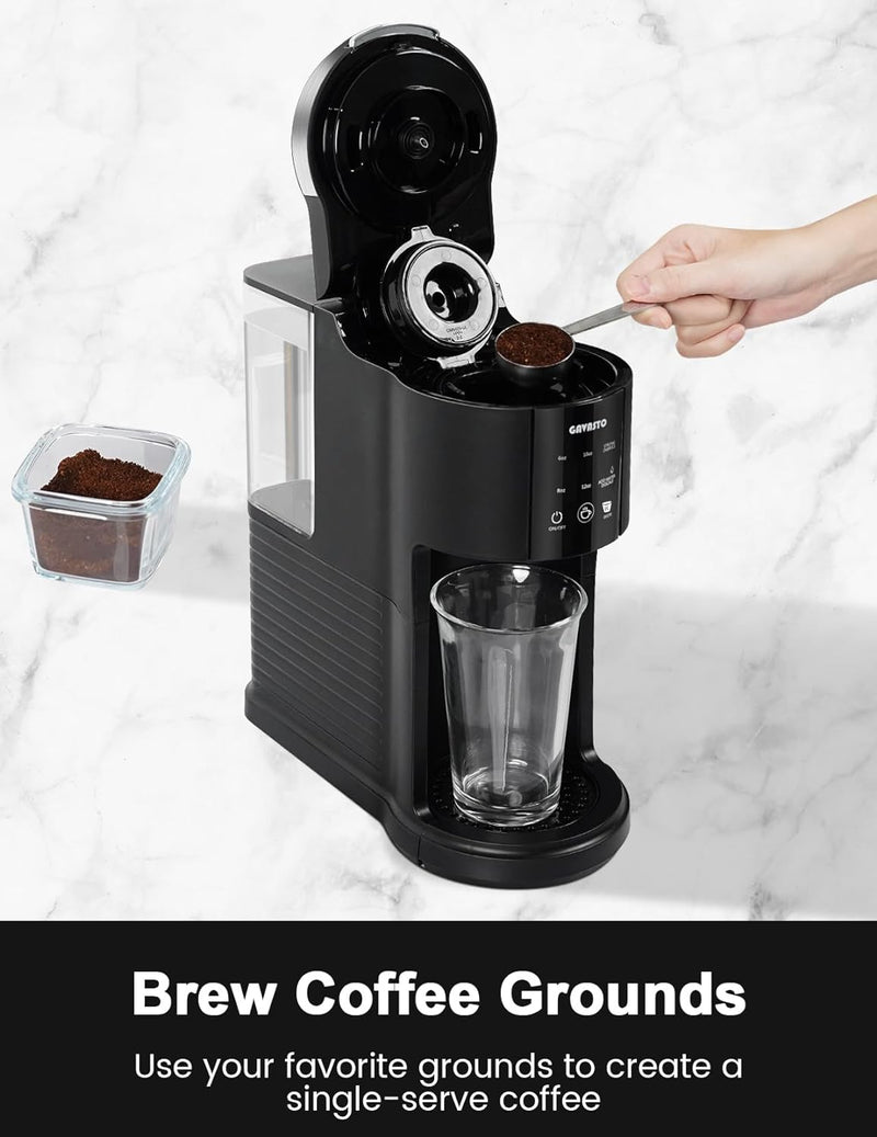 GAVASTO Hot and Iced Coffee Maker for K Cup and Ground Coffee, 5-6 Cups Coffee Maker and Single-serve Brewers with 40oz Large Water Reservoir, Strong Brew Mode, Descale Reminder and Self Cleaning