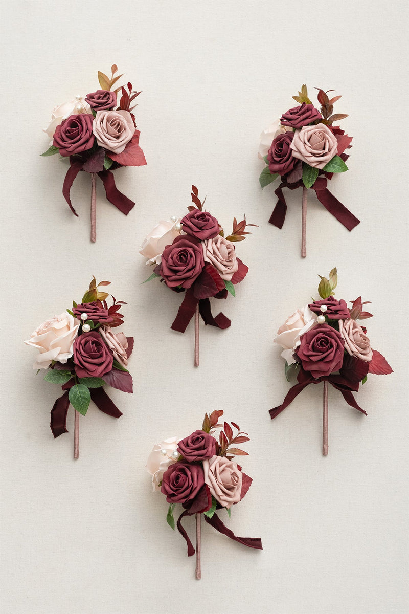 Burgundy  Dusty Rose Mini Flower Centerpiece Set