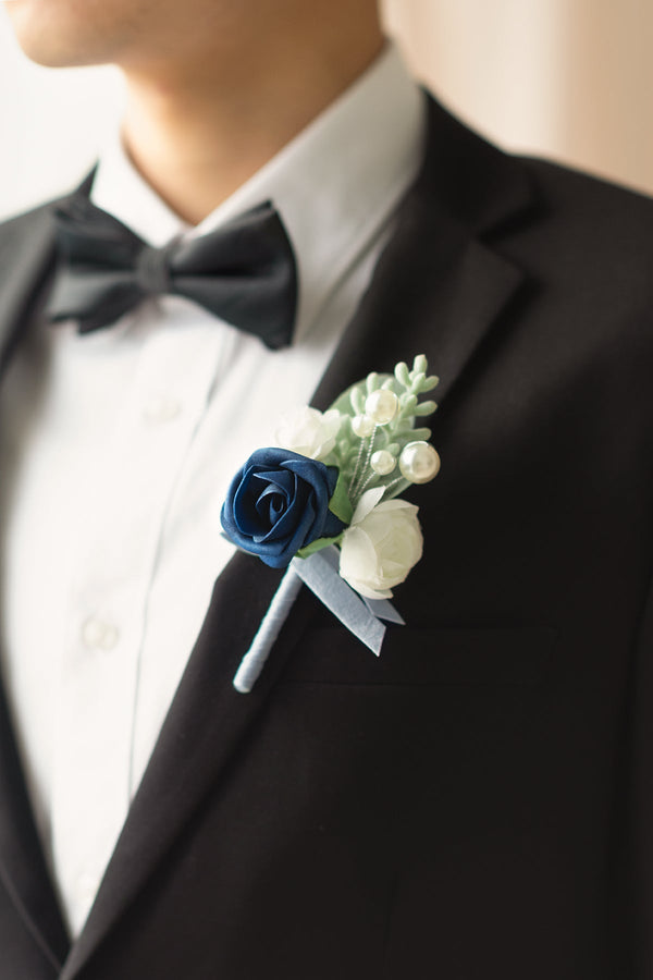 Navy Blue Boutonnieres