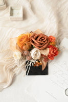 Pocket Square Boutonniere for Groom in Passion Terracotta