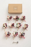 Boutonnieres for Guests in Dusty Rose & Mauve