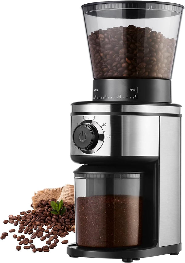 Ollygrin Coffee Bean Burr Mill Grinder, Electric and Automatic Conical Burr Coffee Grinder With 30 Adjustable Grind Settings For 2-12 Cups