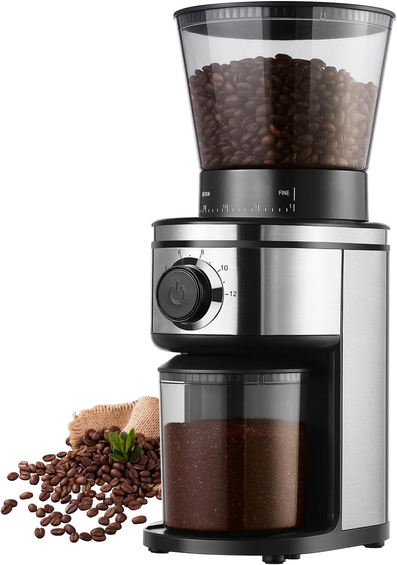 Ollygrin Coffee Bean Burr Mill Grinder, Electric and Automatic Conical Burr Coffee Grinder With 30 Adjustable Grind Settings For 2-12 Cups