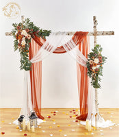 Artificial Wedding Arch Flowers Kit(Pack of 4) - 2Pcs Flower Swag Arrangement with 2Pcs Arch Drape, Flower Swag for Wedding Ceremony and Reception Backdrop Decoration (Fall Terracotta)