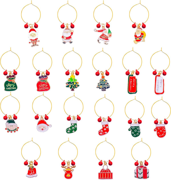 LeYeLuo Christmas Wine Glass Charms Wine Charms for Stem Glasses Wine Drinker Gift Wine Tasting Party Favors Decorations Christmas Wine Charms