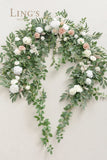 6.5FT Wedding Backdrop Floral Garland with Hanging Vines, Wedding Arch Flowers Ceremony Arbor Reception Photo Backdrop Floral Arrangement Decor|White & Sage