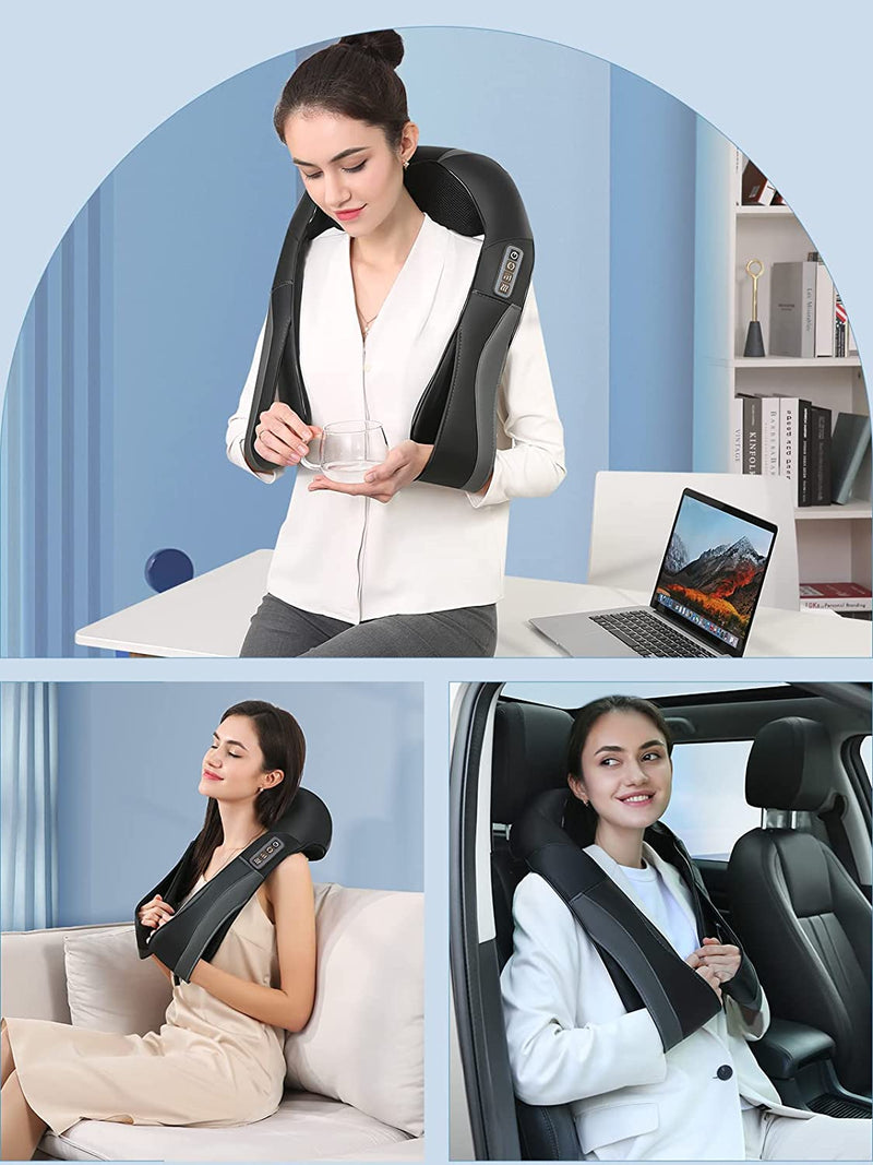 Careboda 2 Pack Back Neck Shoulder Massager with Heat, 3D Kneading Deep Tissue Electric Massage