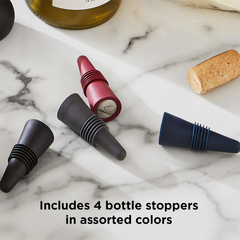 Rabbit W6121 Bottle Stoppers, Set of 4, Multicolor