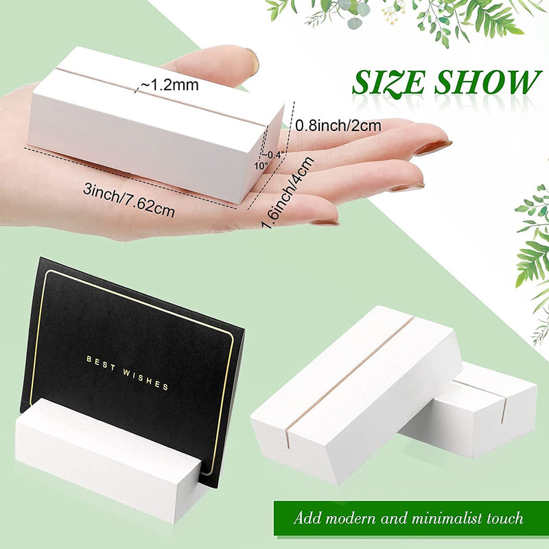 12 Pieces Wood Place Card Holders Wood Sign Holders Table Number Holder Stands Name Card Holder for Wedding Party Events Decoration (White, 3 X 1.6 X 0.8 Inch)