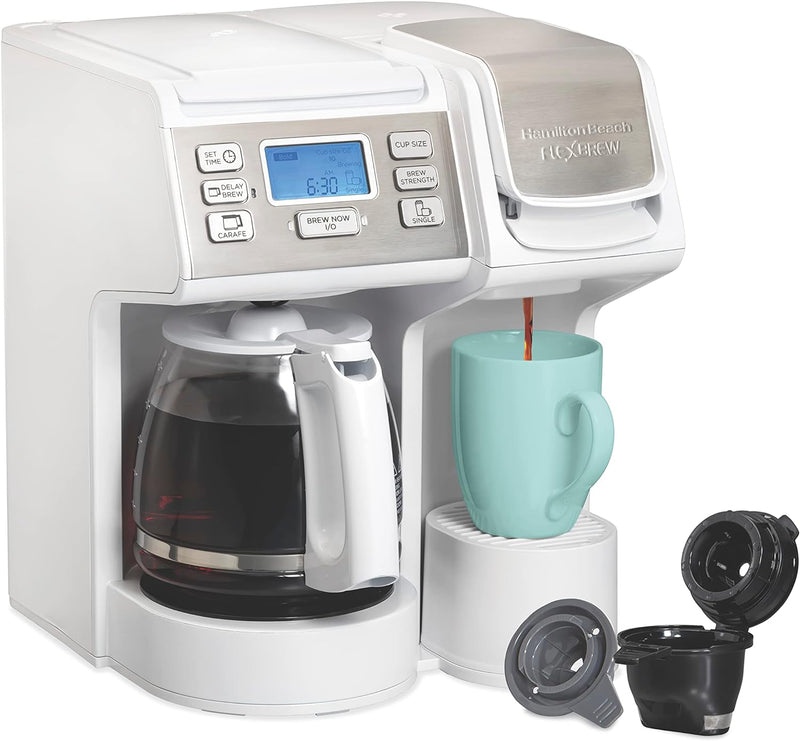 Hamilton Beach 49902 FlexBrew Trio 2-Way Coffee Maker, Compatible with K-Cup Pods or Grounds, Combo, Single Serve & Full 12c Pot, Black - Fast Brewing