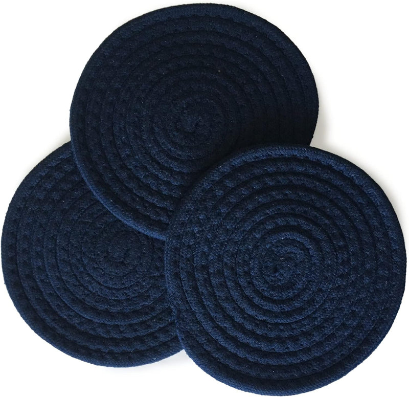 8" Trivets for Hot Dishes, Pots, and Pans – Kitchen Discovery – Set of 3 Chenille Hot Pads for Kitchen Protects Tables and Counters – Hot Mat Doubles as Coaster and Pot Holder, Teal