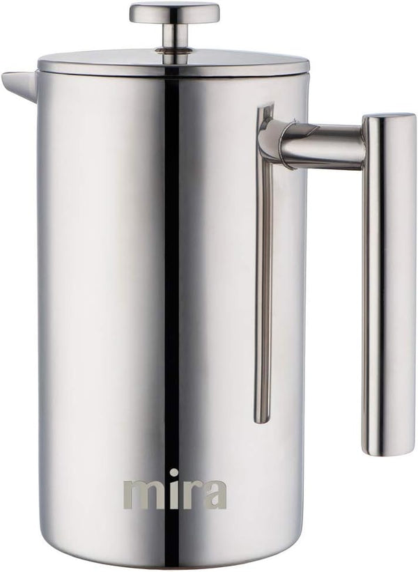 MIRA 20 oz Stainless Steel French Press Coffee Maker | Double Walled Insulated Coffee & Tea Brewer Pot & Maker | Keeps Brewed Coffee or Tea Hot | 600 ml