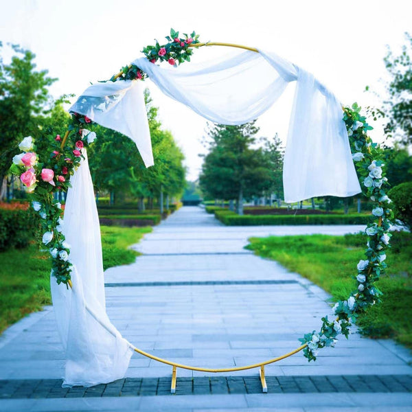 Golden Wedding Arch with Balloon Frame - 67Ft Round Backdrop Stand for Ceremony Party Birthday Christmas Garden Decor