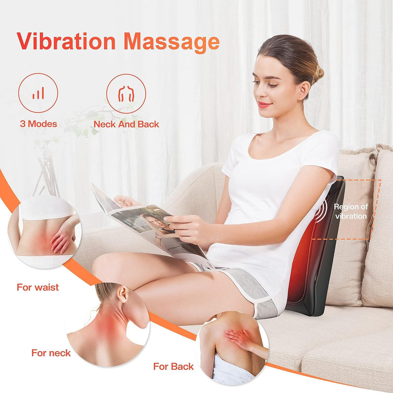 COMFIER Shiatsu Massager for Neck, Shoulders, and Back - Heat and 3D Kneading for Pain Relief - Massage Pillow Gift for Men and Women