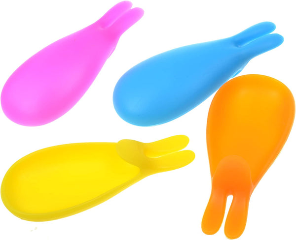 COSMOS Pack of 4 Assorted Colors Rabbit Shape Silicone Tea Bag Holder Clip for Cup Mug