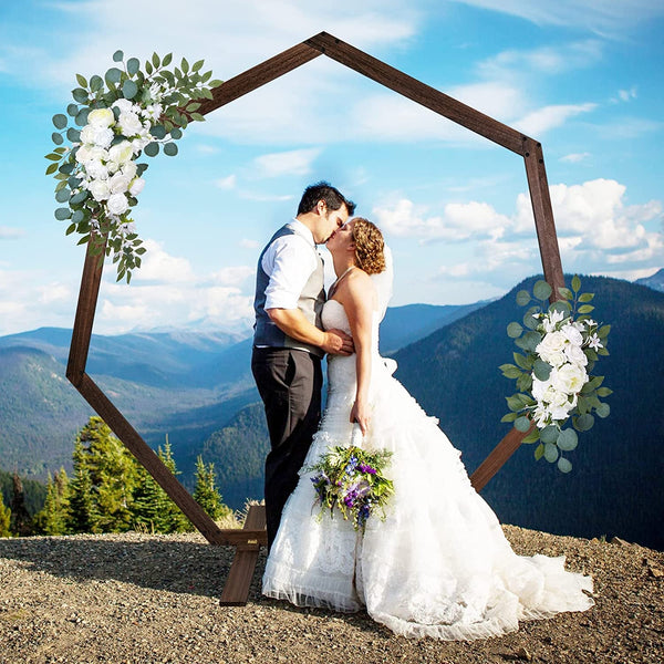 72ft Rustic Heptagonal Wedding Arch - IndoorOutdoor Photography Backdrop with Stands