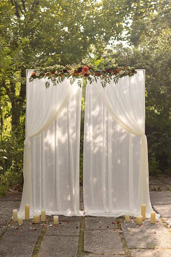 10x10ft Ivory Chiffon Wedding Backdrop Curtains - Wrinkle-Free Drapes for Bridal Shower and Party Decoration