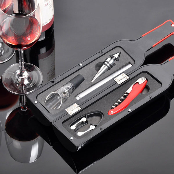 Solairs Wine Accessory Gift Set - Deluxe Wine Bottle Corkscrew Opener, Stopper, Aerator Pourer, Foil Cutter, Glass Paint Marker/Reusable Drink Stickers in Gift Box, Wine Gifts for Wine Lover,