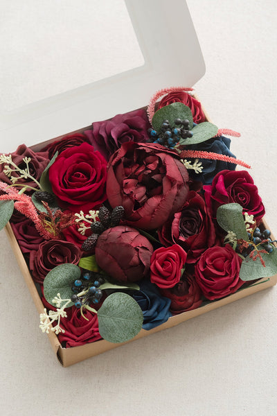 DIY Designer Flower Boxes in Burgundy & Navy