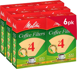 Melitta #4 Cone Coffee Filters, Natural Brown, 100 Count (Pack of 6) 600 Total Filters