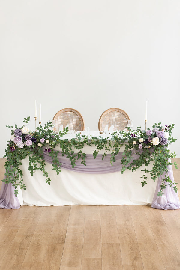 Lilac  Gold Floral Swag Set for Rectangle Head Table