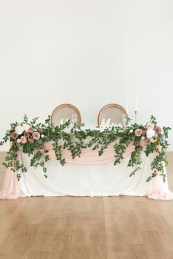 Large Floral Swag for Rectangle Head Table - Dusty Rose  Cream