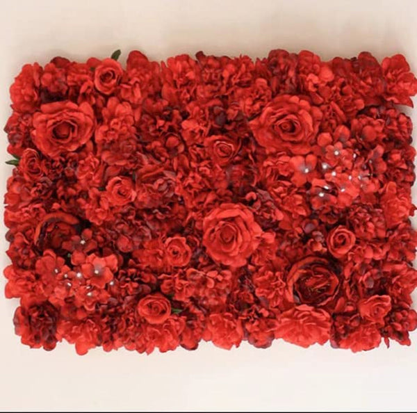 2-Pack 16x24 Artificial Flower Wall Panels - Red Silk Rose Backdrop Decoration