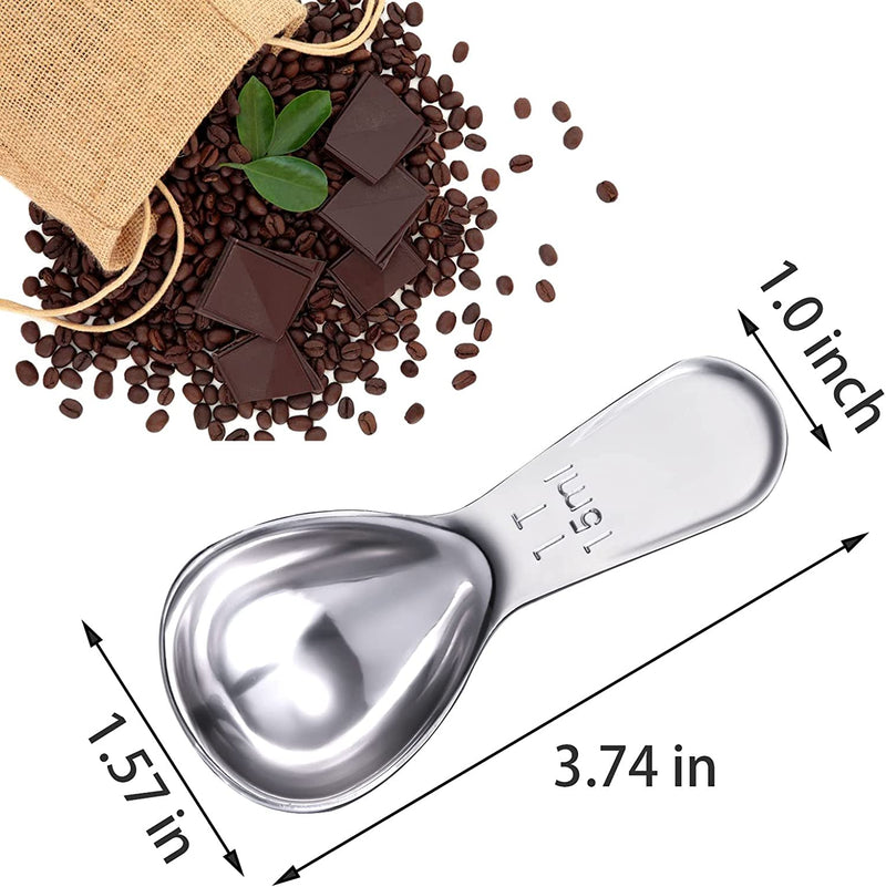 3 Pieces Coffee Scoop, Stainless Steel Coffee Spoons Tablespoons Measuring Scoops for Tea, Sugar, Ground Coffee, Whole Bean,Flour (Silver, 15 ml)