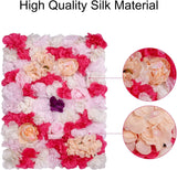 Artificial Flowers Wall Panels 6 Pack of 16 X 24" Romantic Silk Rose Flower Wall White & Red Silk Roses Flower Panels for Backdrop Wedding Wall Decoration