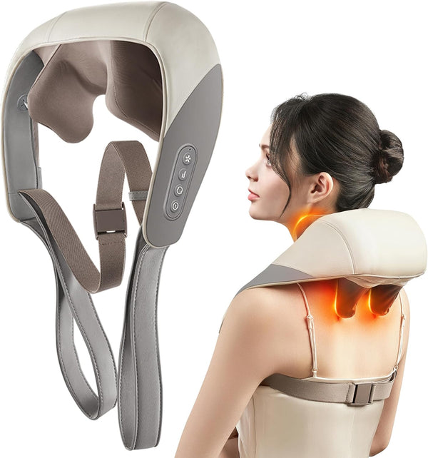 SORELAX Shiatsu Back Shoulder and Neck Massager for Pain Relief Deep Tissue, Electric Massager with Heat, Neck, Back, Shoulder, Trapezius Muscle Relaxation Massage Pillow, Ideal Gift (Grey)