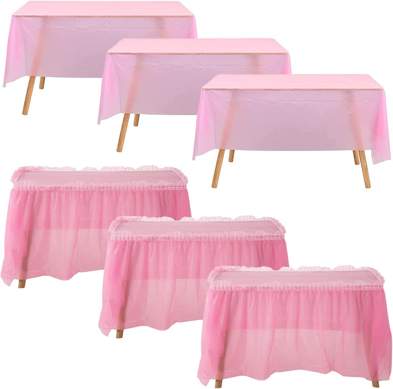 Luau Party Decoration Hawaiian Table Skirt 9 Feet Tropical Luau Grass Table Skirt for Hawaiian Party Decoration, Hawaiian Party Supplies, Hawaiian Tropic Hawaiian Decoration, 2 Pack, Green Plastic Pink 3pcs