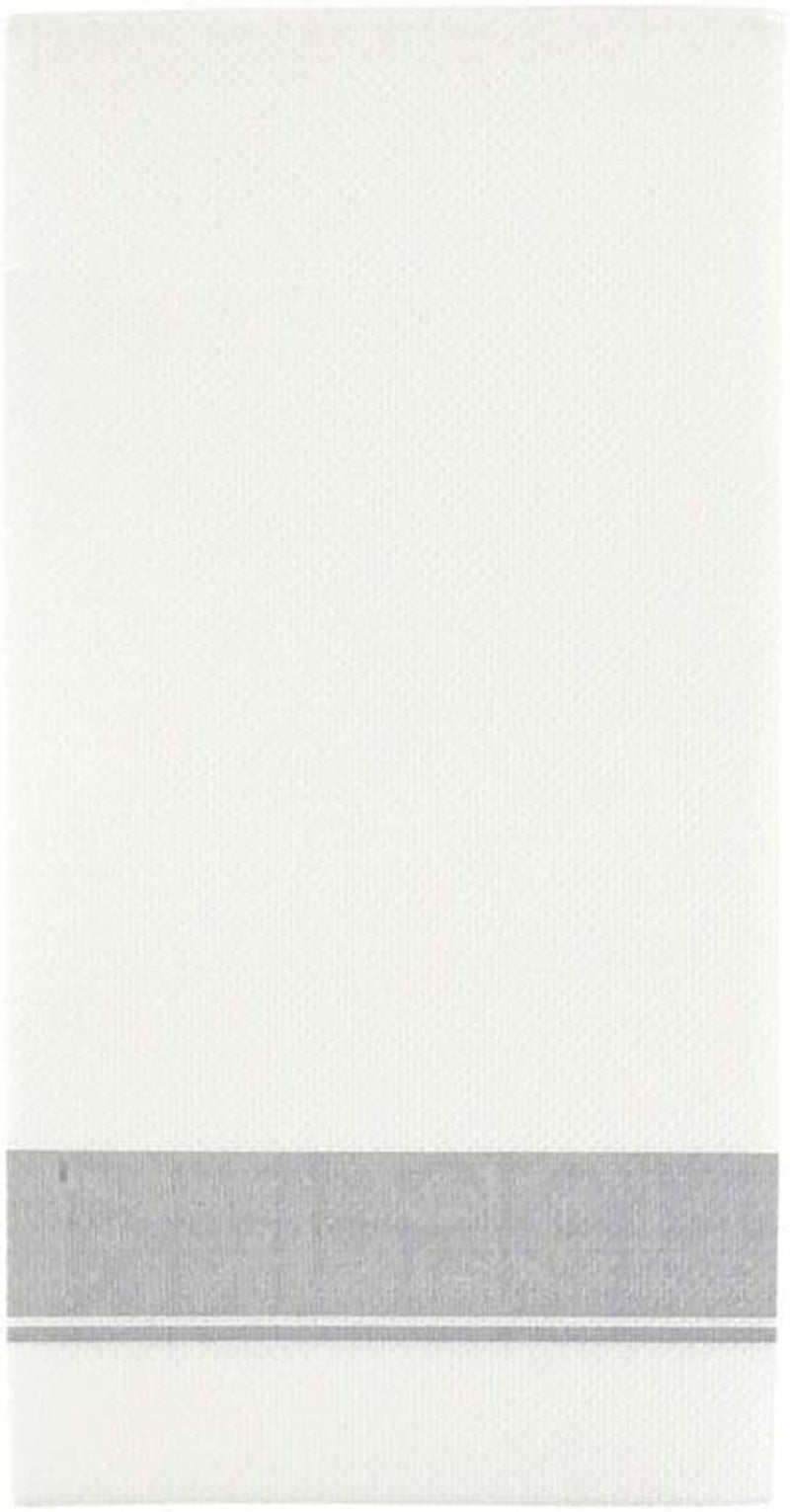 Cloth-Like Dinner Paper Napkins - Pack of 50 - Elegant & Premium White W/Gold Border, Perfect for Entertaining and Special Occasions