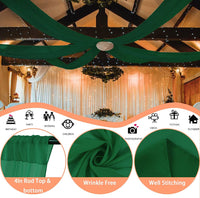 Emerald Green Ceiling Drapes Wedding Arch Drapes Chiffon Backdrop Curtains 5Ftx20Ft 2 Panels Sheer Ceiling Curtains for Wedding Party Bridal Shower Archway Chiffon Fabric Drapery Stage Decorations