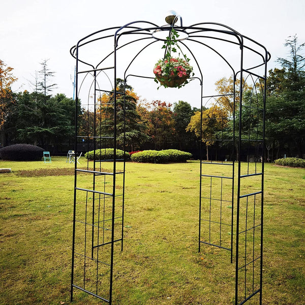 Metal Garden Arch Gazebo - Black Birdcage Pergola for Wedding Ceremony