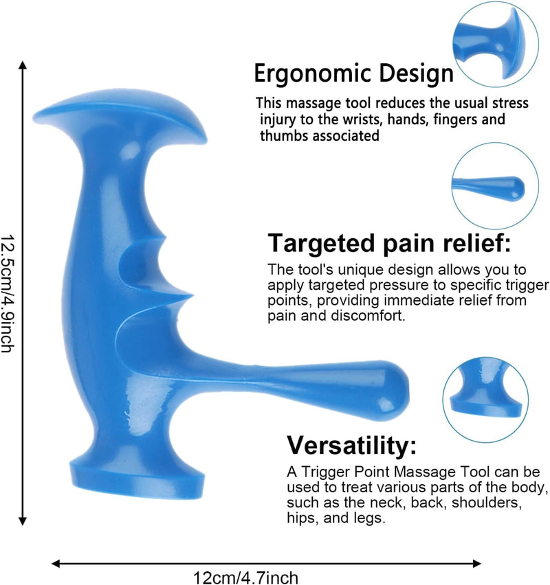 Mnelaeopli Manual Trigger Point Massage Tool and Thumb Massager for Full Body Deep Tissue Massage, Pressure Point Massage Tool Gifts, with 2 Pieces Finger Ring, Stress Relief and Muscle Recovery