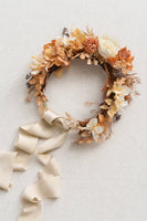 Bridal Flower Crown in Rust & Sepia