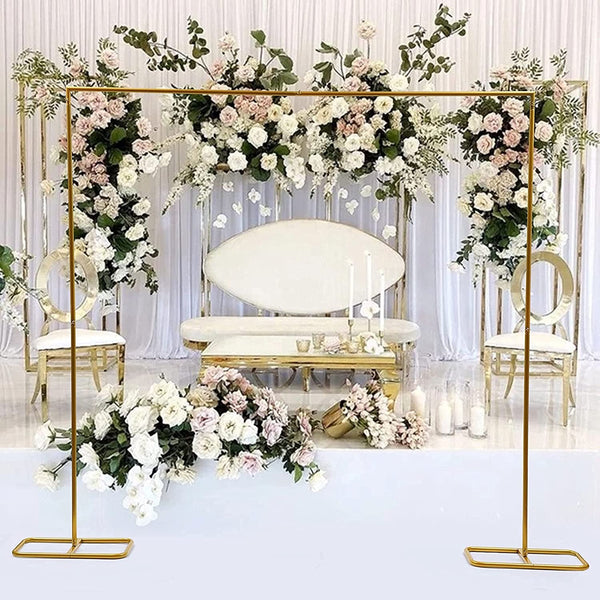 Wedding Arch Stand - Gold Metal SquareSix-Sided 656x688 FT for Ceremony Party Decor