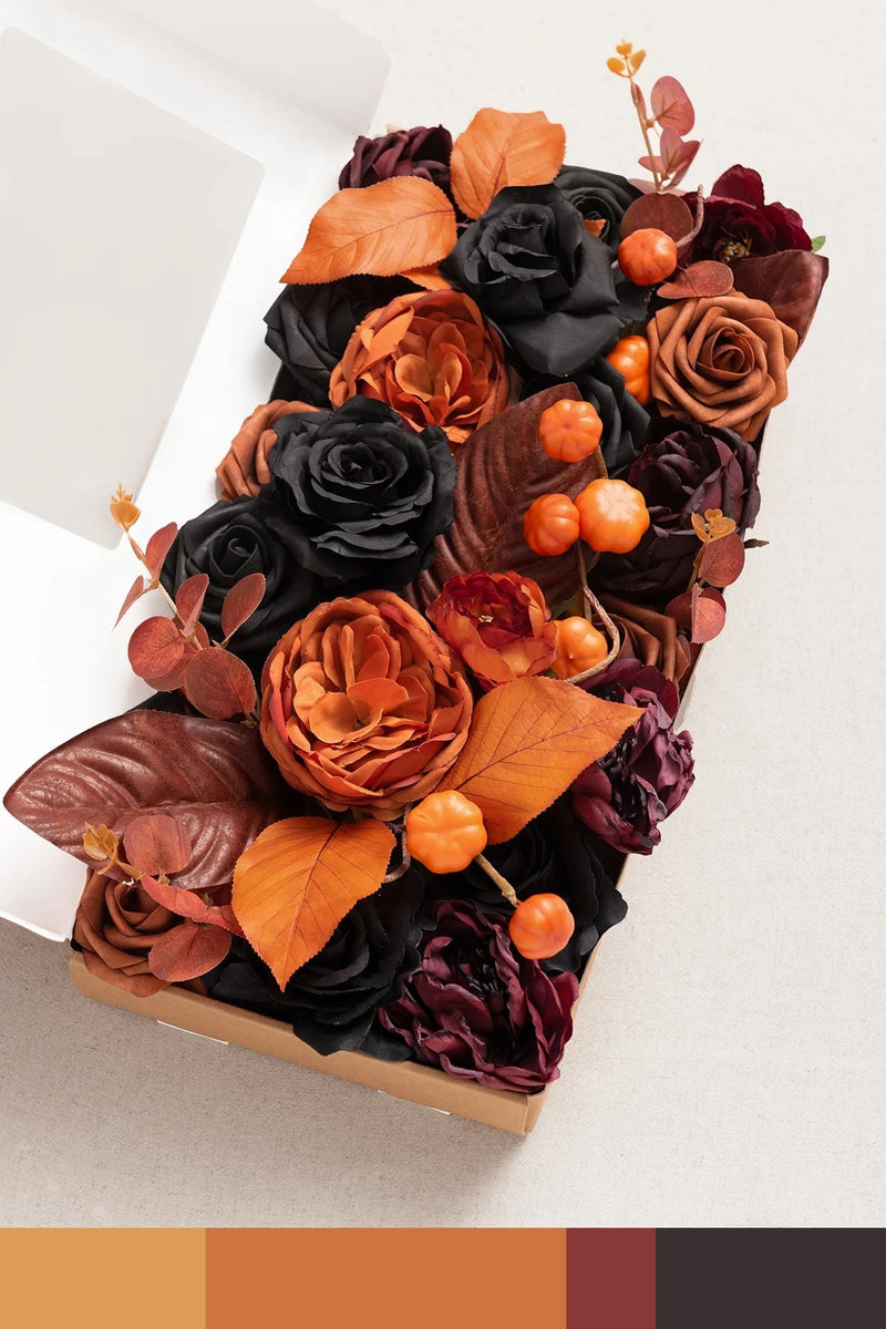 Designer Flower Boxes in Black  Pumpkin Orange