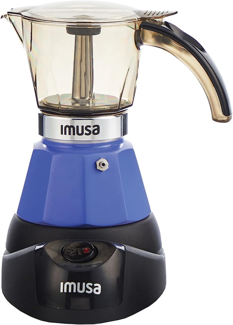 Imusa 2 or 3 Cup Electric Espresso Maker with Detachable Base, Teal