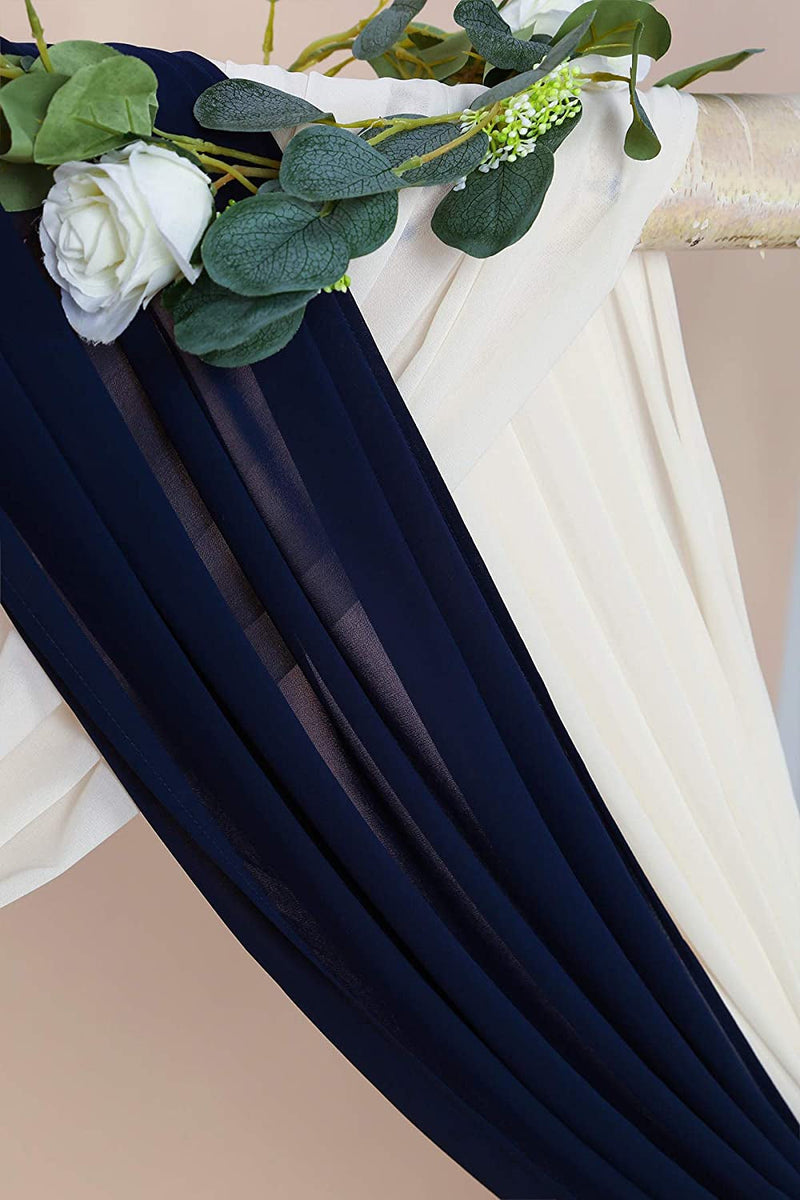 Wedding Arch Drapes - Navy Blue Ivory Chiffon - 216 inches