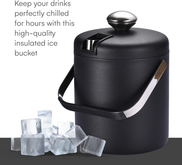 flybold Small Ice Bucket for Parties - Ice Bucket with Lid for Cocktail Bar - Double Walled Ice Container - Portable Chiller Bin Basket - Insulated Wine Buckets for Indoor or Outdoor - Ice Cube Holder